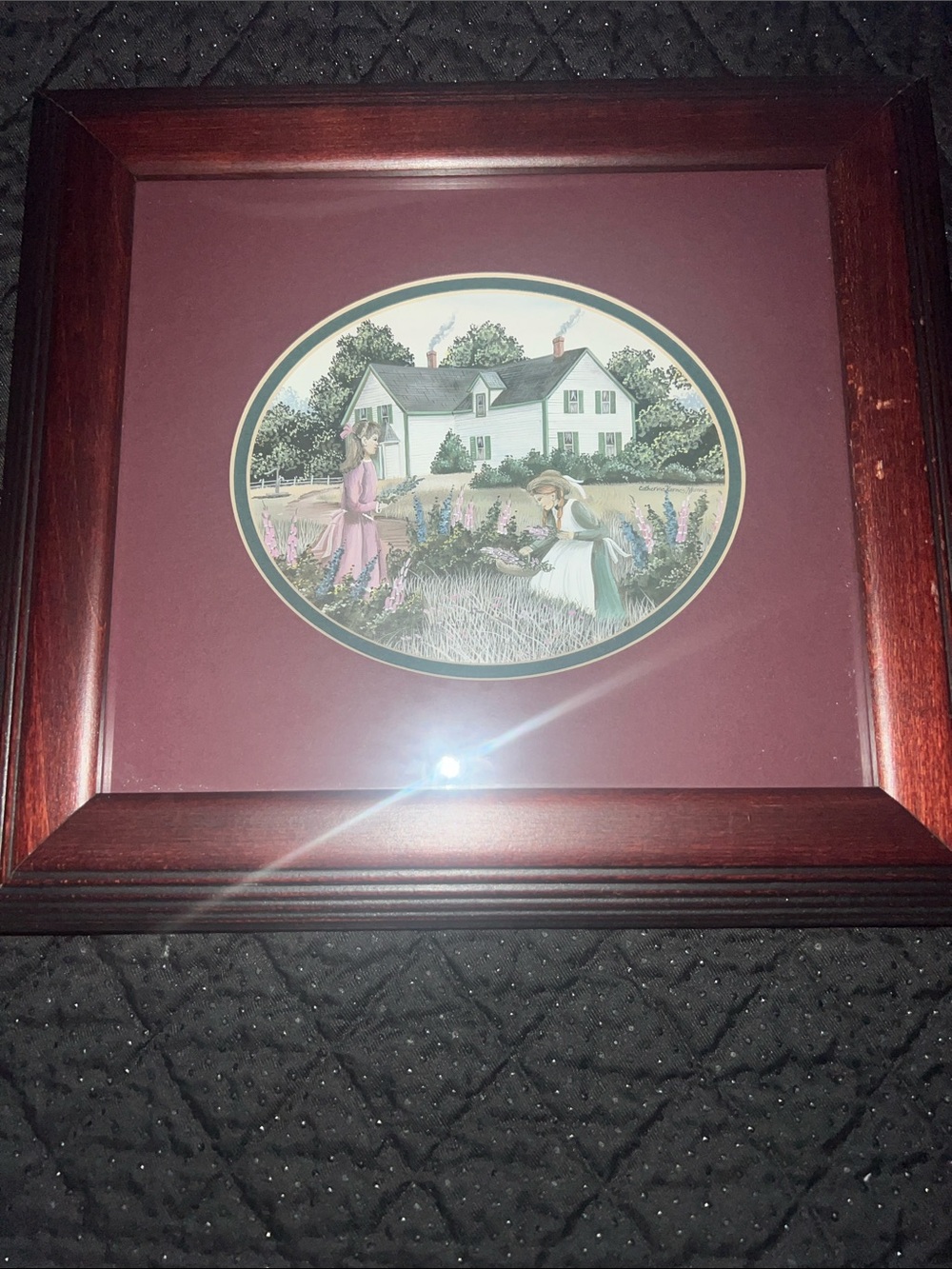 Vintage Catherine Karnes Munn "Ties That Bind" Framed Folk Art Print